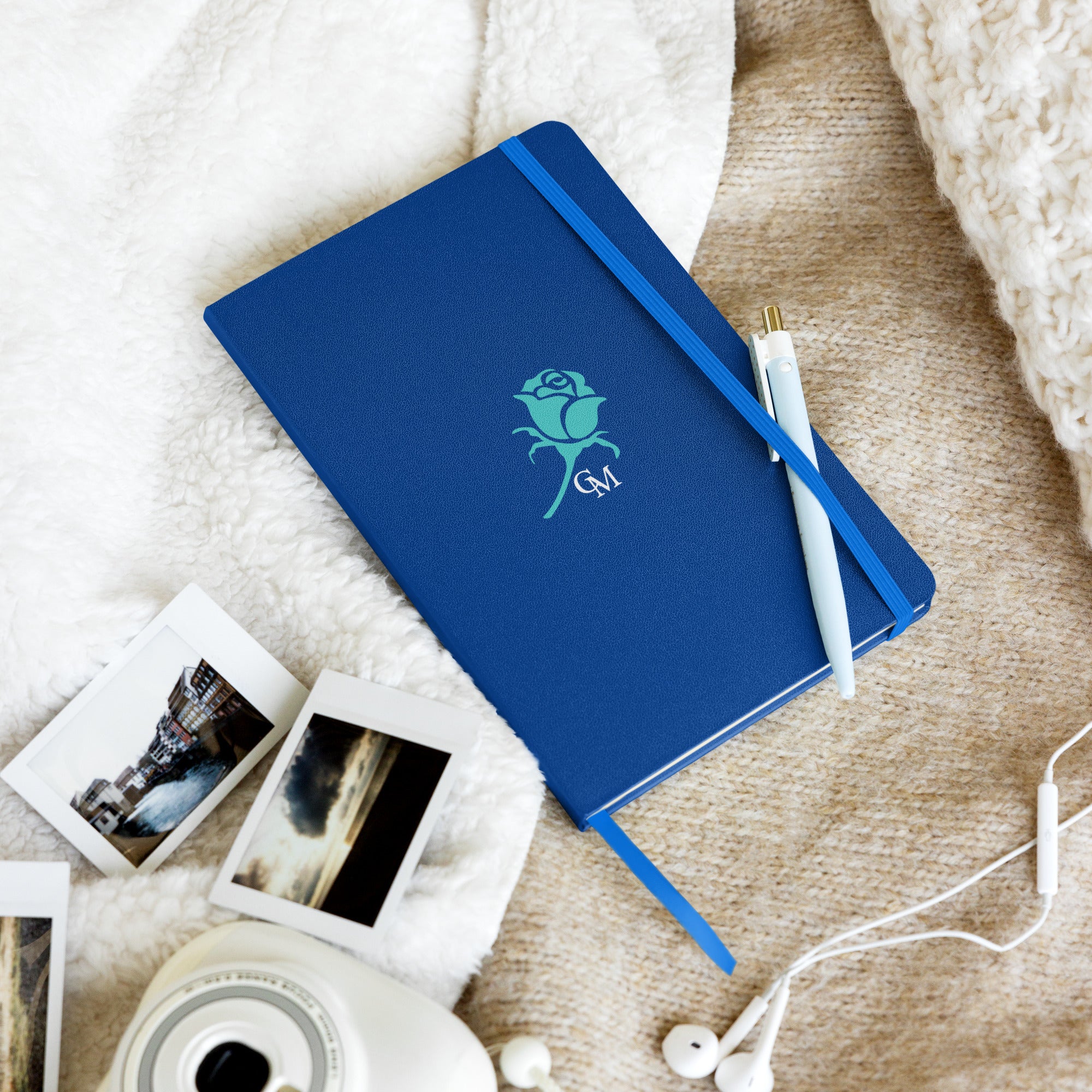 CM Turquoise Rose Hardcover bound journal/notebook